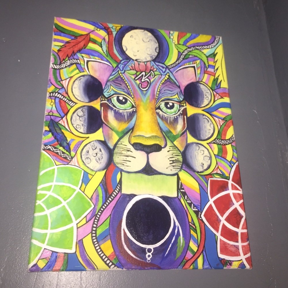 Trippy Lioness Acrylic Painting
